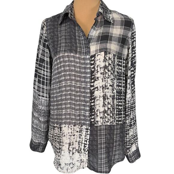 L'AGENCE 100% Silk Snap Button Up Long Sleeve Blouse‎ Lightweight Top Size 4 - Picture 1 of 7